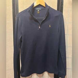 POLO RALPH LAUREN Cotton 1/4 Zip Navy Polo Sweater